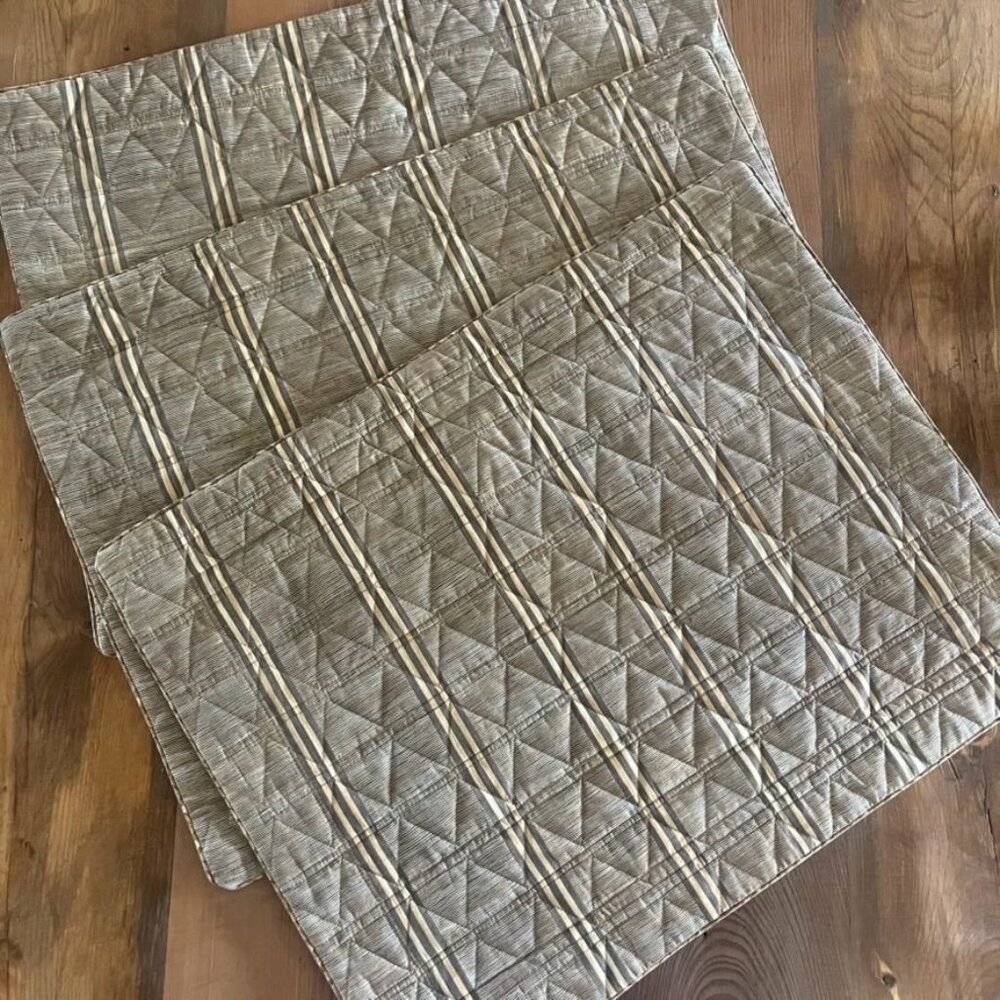 Yves Delorme Luxury Quilted Macassar Moka Pillow Shams (3)  24 x 18" France